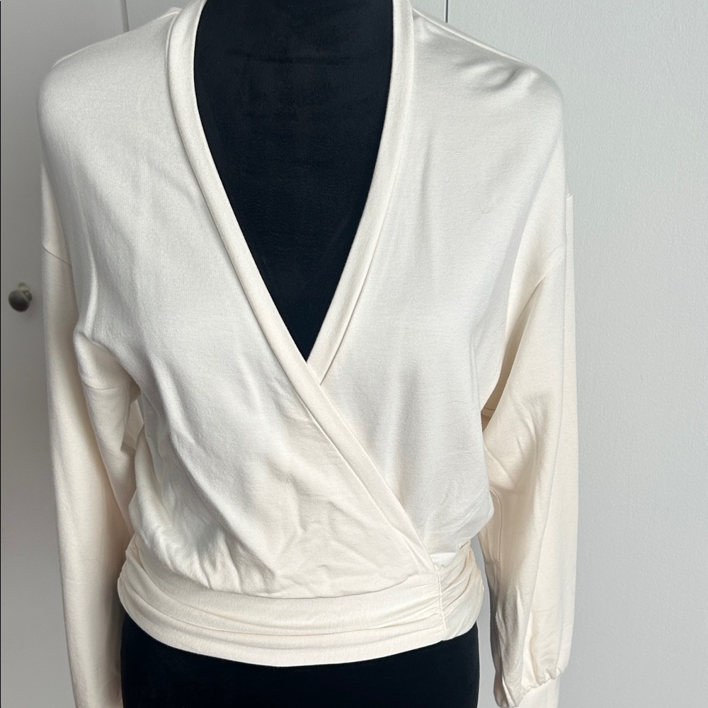 Express Cream Wrap Crop Top